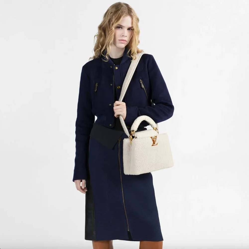 Louis Vuitton White Shearling BB Capucines Bag - Picture 11 of 14